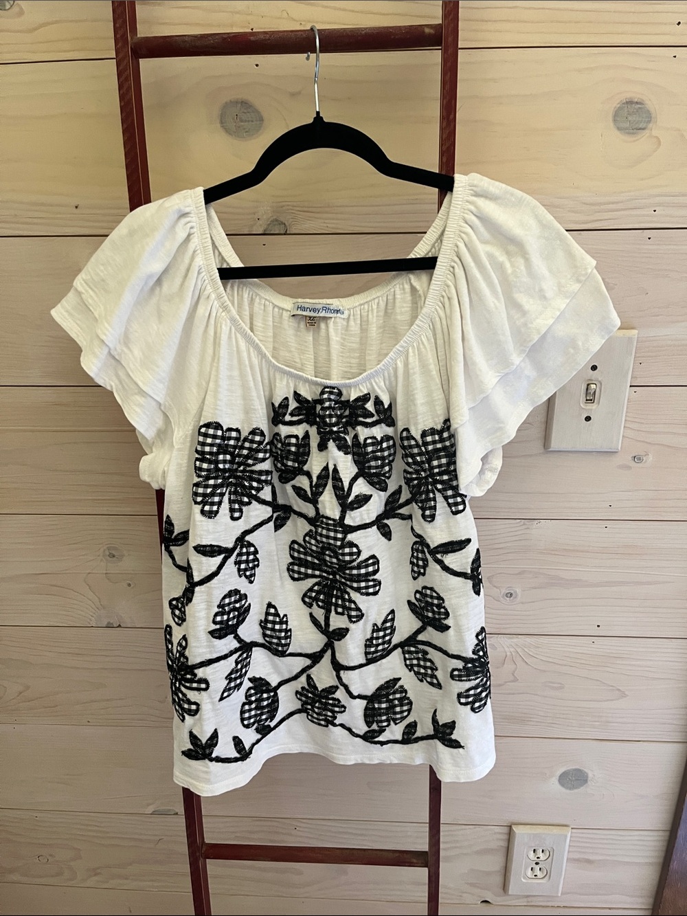 White Floral Embroidered Peasant Blouse